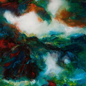 Œuvre originale « Émergence » (Série ALMA), peinture à l'huile sur toile de l'artiste Nathalie Vazquez, source du Tirage d'Art Digigraphie®.